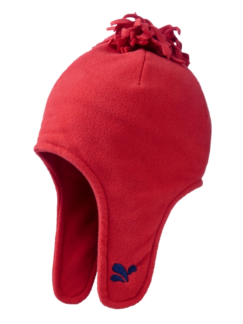 Flisova detska čiapka s brmbolcami červená Muddy Puddles od Navonka.sk